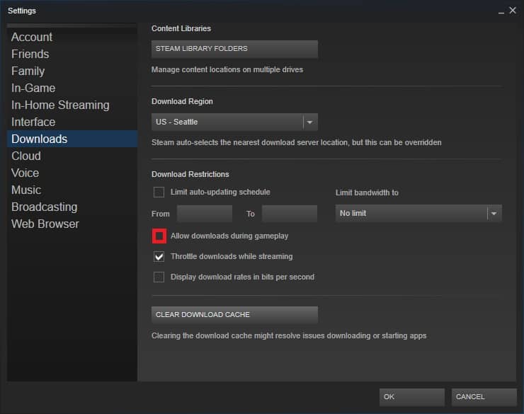 steam settings allow downloads during gameplay