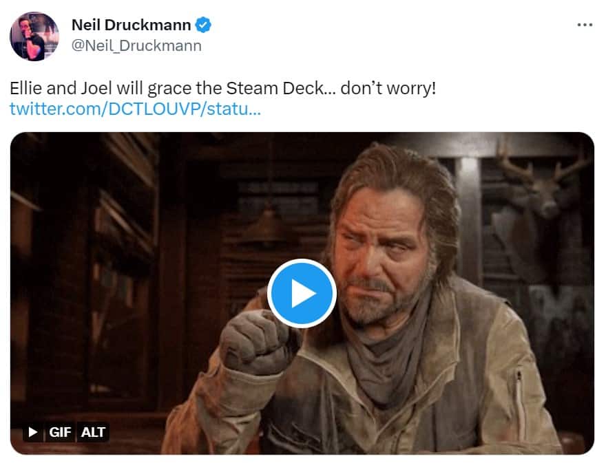 the last of us steam deck tweet