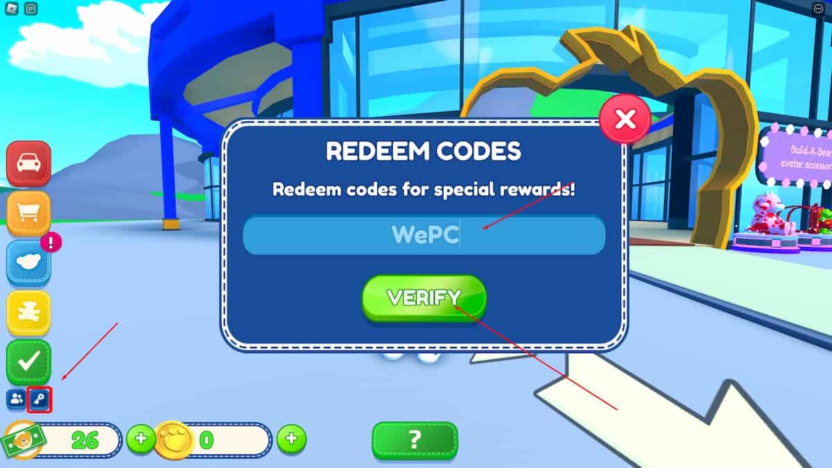 How to entre codes in Build A Bear Tycoon