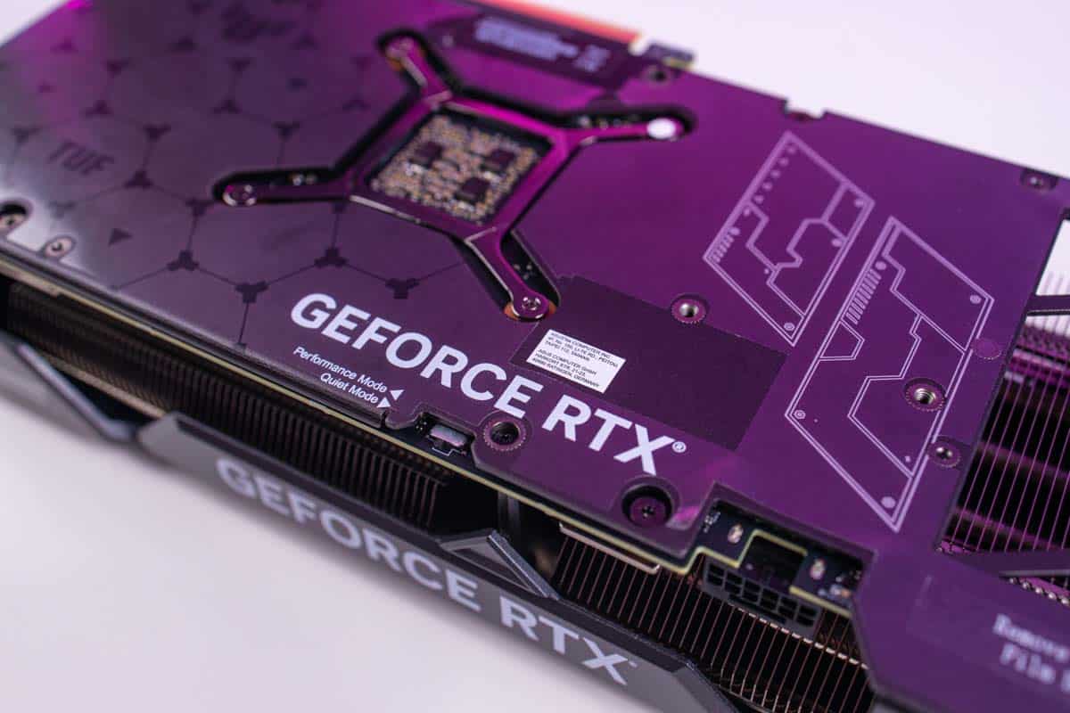 GeForce RTX graphics card bottom panel