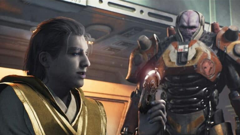 an enemy with a mysterious device in star wars jedi survivor