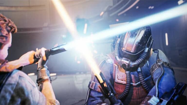 cal fighting an enemy with a light saber in star wars jedi survivor