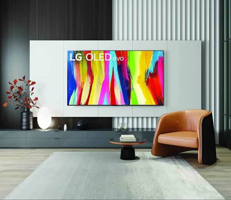 Stock image of LG C2 in lounge area