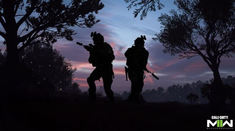 Call of Duty Modern Warfare 2 soldiers shadowed in the sunset