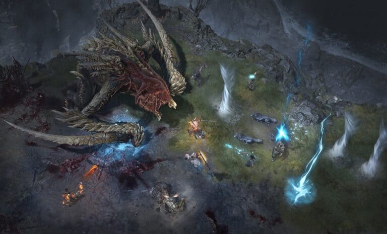 Diablo 4 players fighting world boss