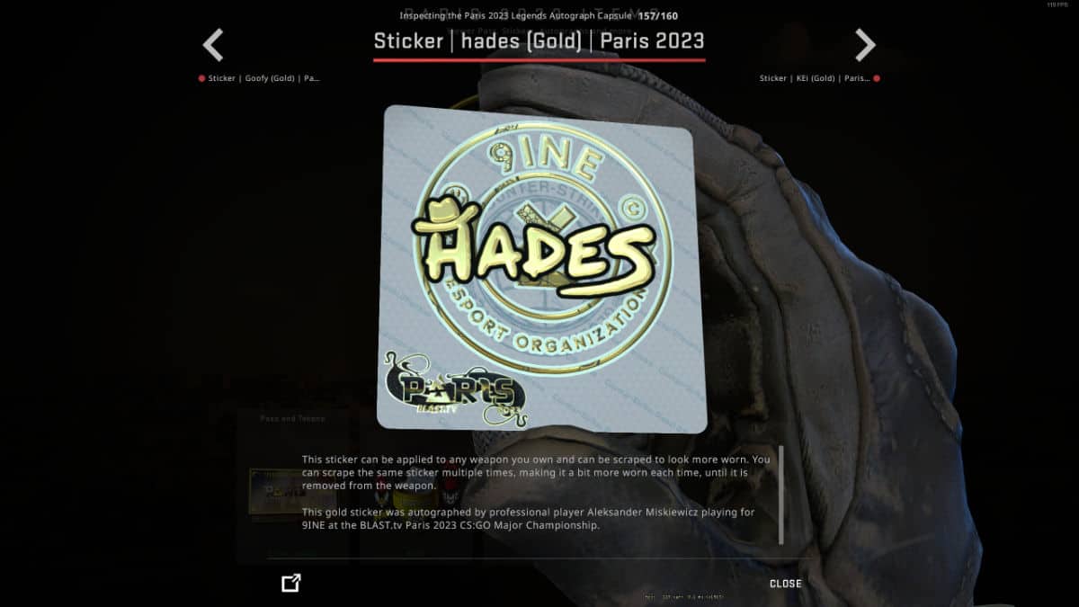 HADES gold CSGO sticker
