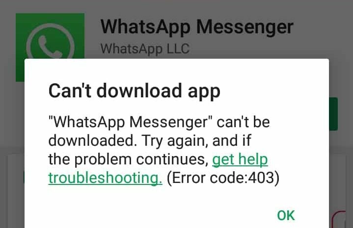How to fix WhatsApp error code 403
