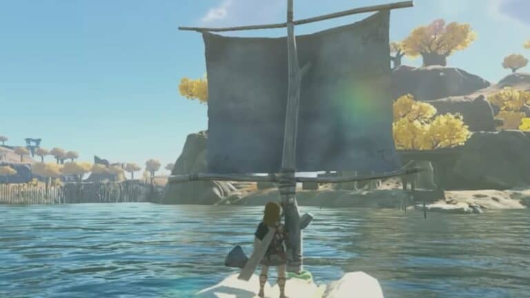 Link riding Raft Tears of the Kingdom