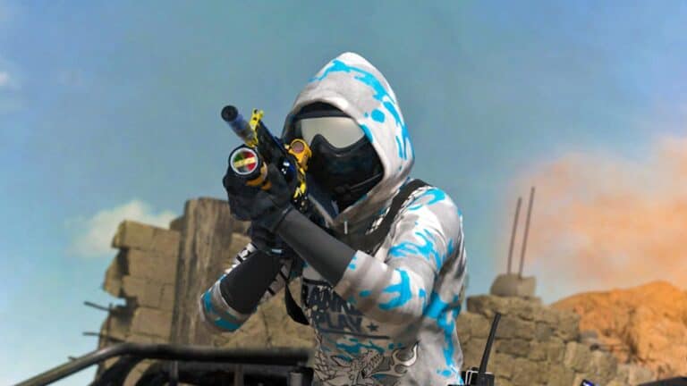 Modern Warfare 2 call of duty operative with sweater and colorful weapon