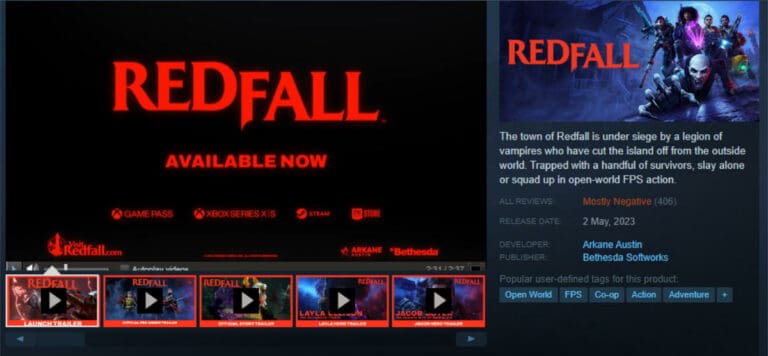 Redfall is yet another game to launch with bad reviews