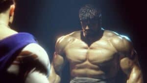 Street Fighter 6 ryu shirtless in spotlight vs fighter