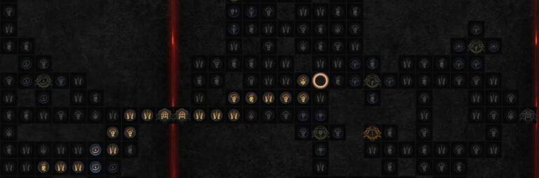 diablo 4 paragon board dark background with icons for skills