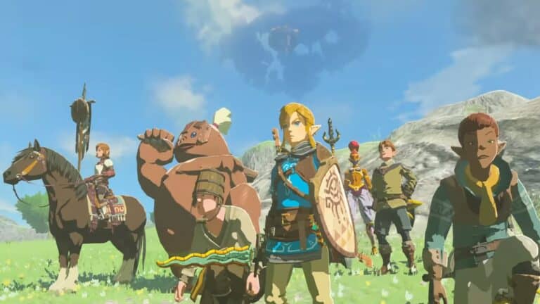 Link standing with shield Tears of the Kingdom
