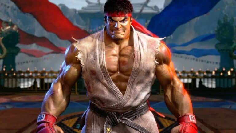 street figher 6 ryu looking mad blue red ribbons