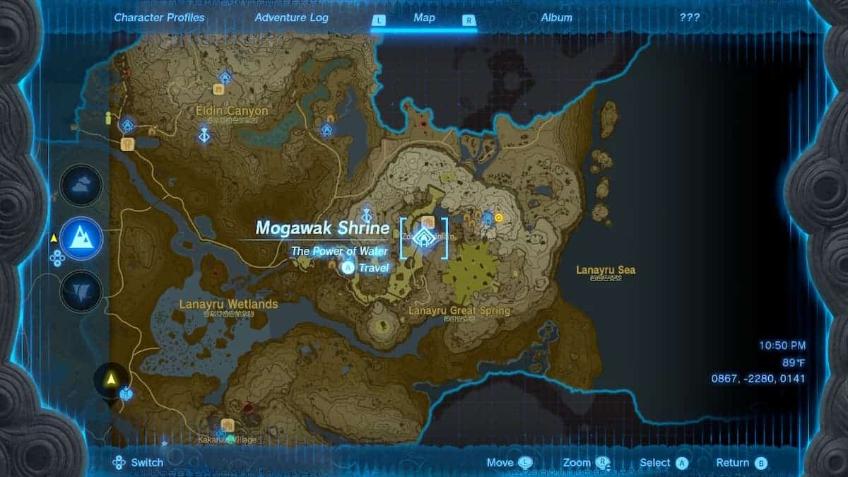 the legend of zelda tears of the kingdom mogawak shrine map