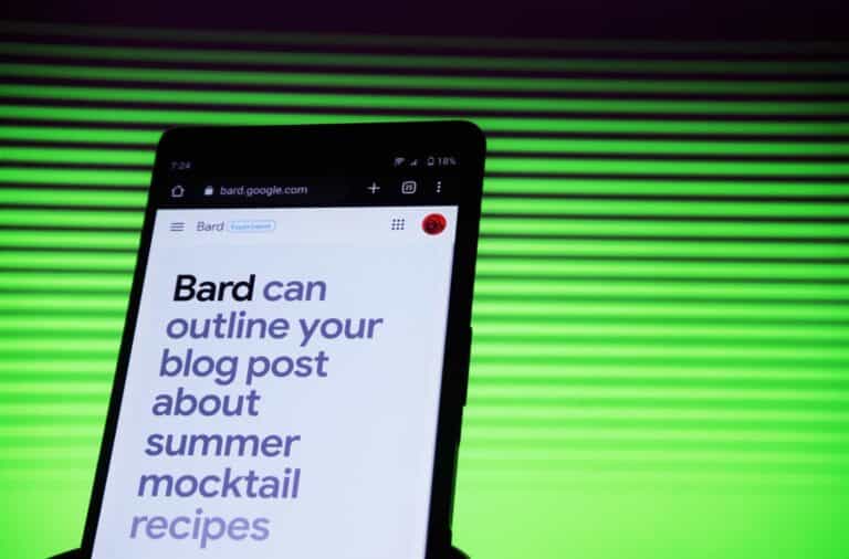 Mobile phone showing Google Bard