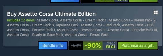 Assetto Corsa Ultimate Edition massively discounted on Steam
