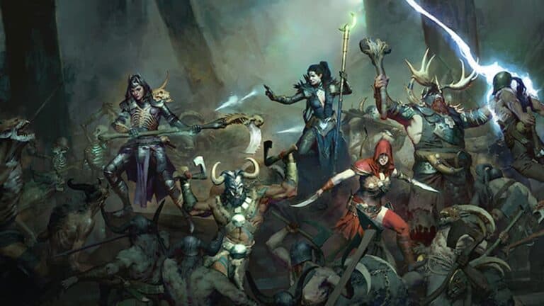 Diablo 4 bunch of heroes fighting enemies