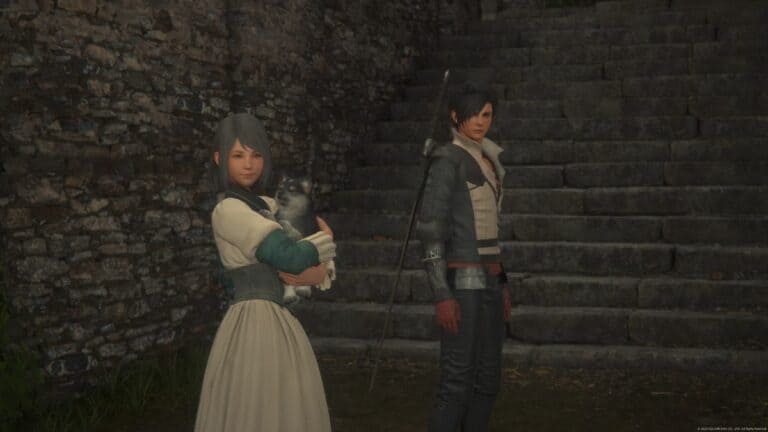 Final Fantasy 16 Young Clive and Lily With Torgal