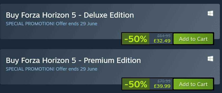 Forza Horizon 5 delux and premium editions sale