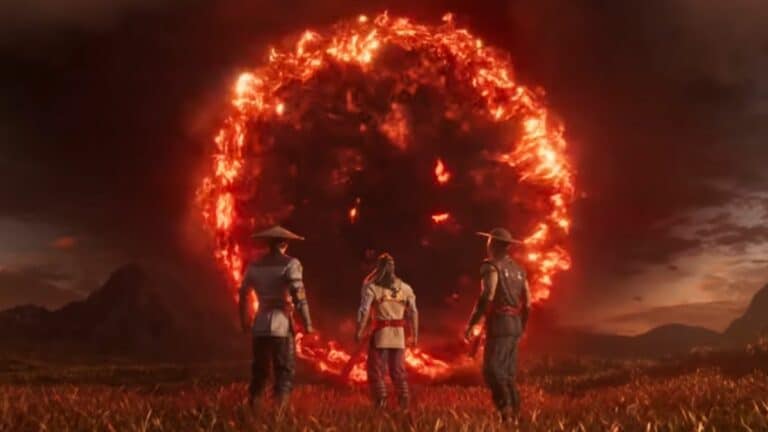 Mortal Kombat 1 Fighters in Field with Portal