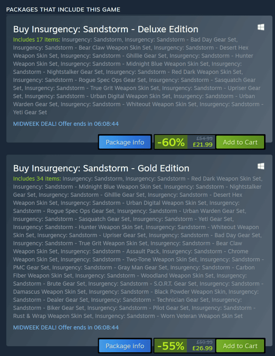 Steam insurgency sandstorm editions sales