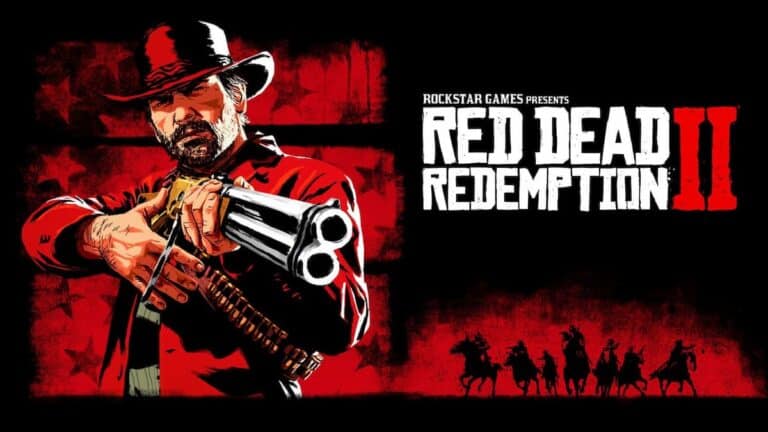 red dead redemption 2 logo and cowboy points gun with shadow cowboys