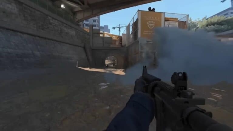 Counter Strike 2 Player Shooting Through Smoke In Underpass