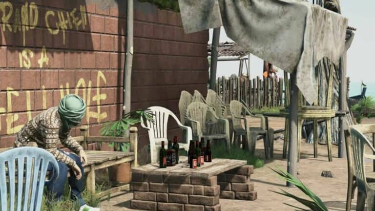 Jagged Alliance 3 Man Sitting Outside Building With Alcohol