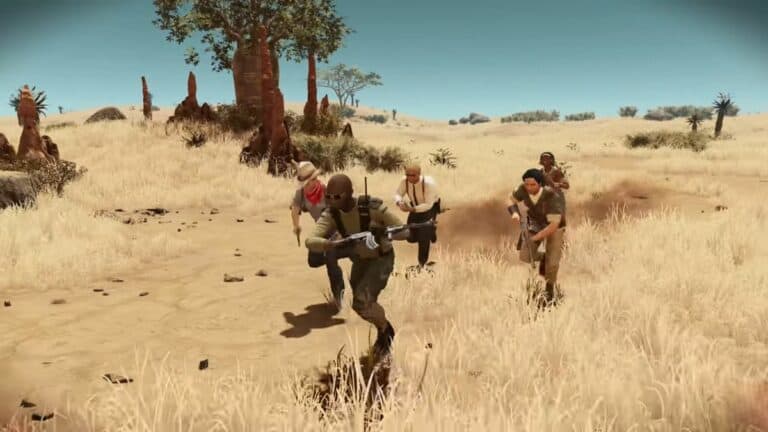 Jagged Alliance 3 Mercenaries Running Through Desert