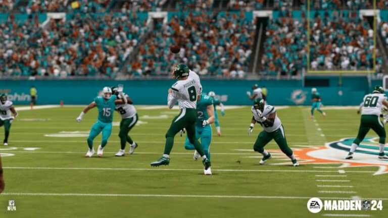 Madden 24 aaron rodgers new york jets passing vs miami dolphins