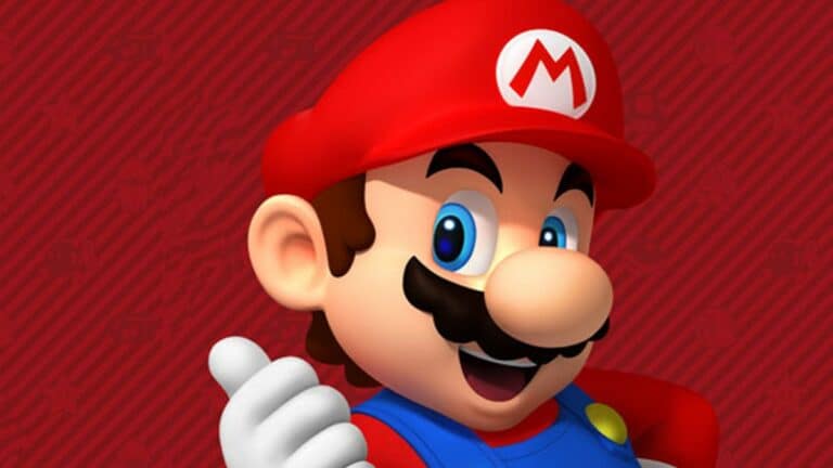 Mario face smiling red background