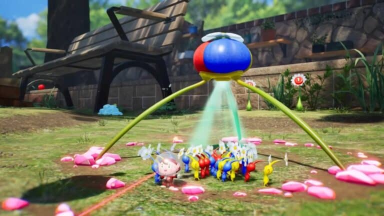 Pikmin 4 Pikmin and Player Standing Under Pikmin Onion