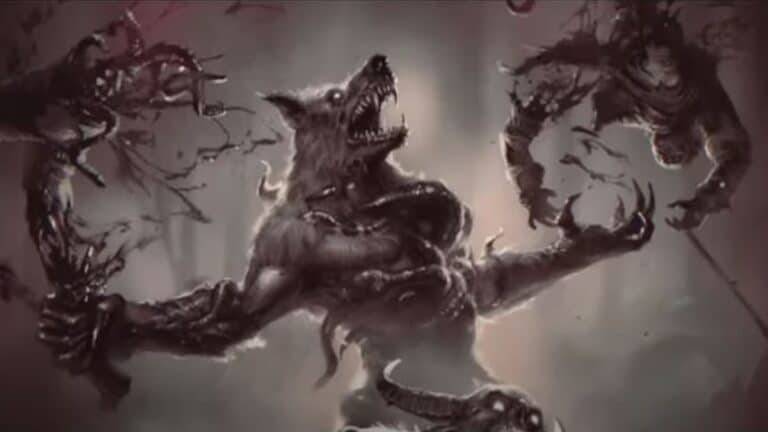 diablo 4 black and white corrupted werewolf monster howls at sky