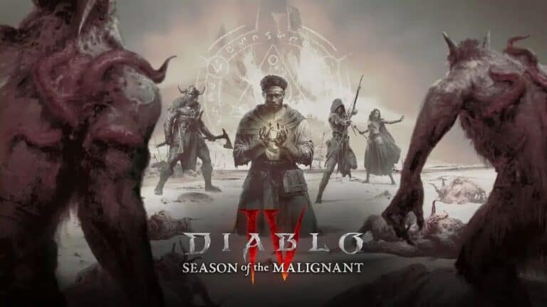 diablo 4 season of the malignant logo cormond and players battle corrupted werewolves