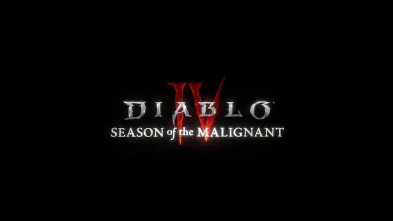 diablo 4 season of the malignant logo on black background