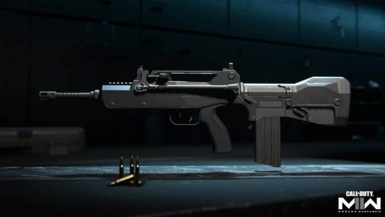 mw2 new weapon assault rifle with bullets standing up in dark room
