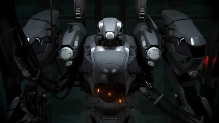Armored Core 6 Mech Attached To maintenance Rig