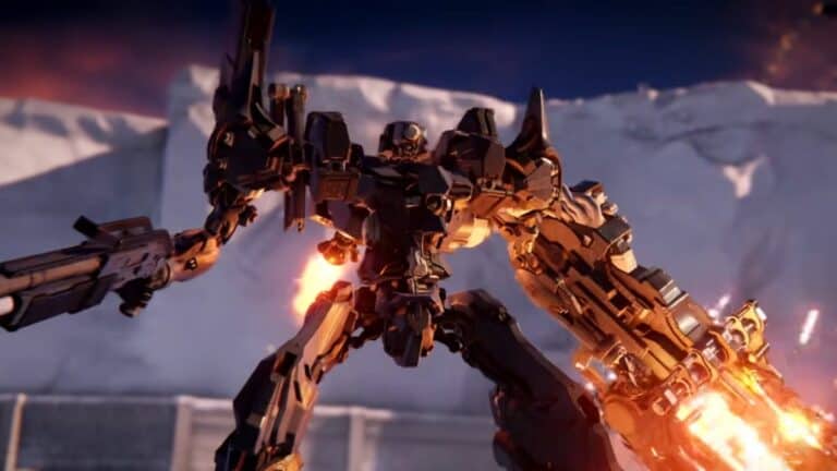 Armored-Core-6-Mech-With-Glowing-Arm-Holding-Shotgun