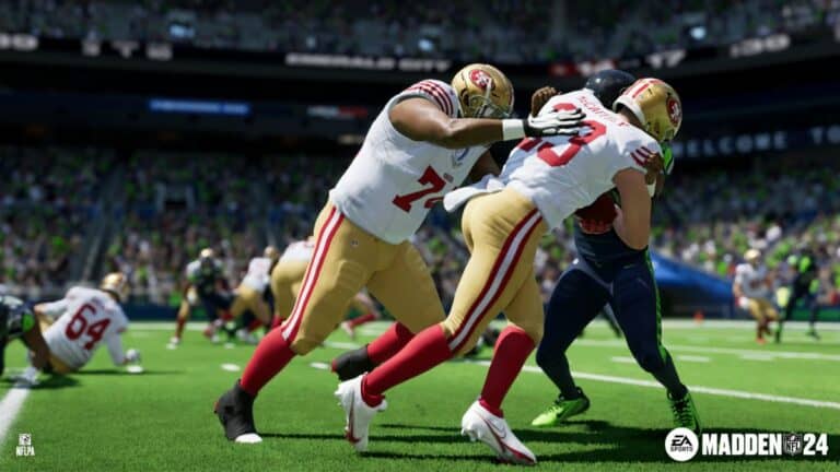 Madden 24 Player Getting Tackled By Defender