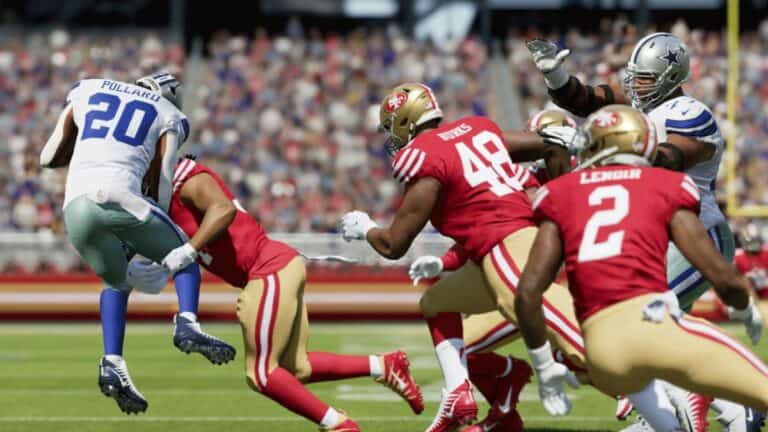Madden 24 Pollard Getting Tackled By San Fransisco Player