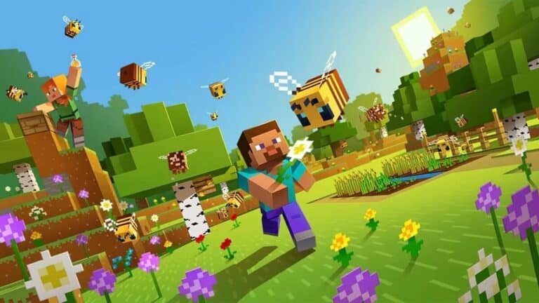 Minecraft Steve Chasing Bee