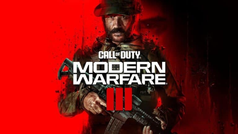 mw3 logo in white and red with soldier with hat and gun stand on red background