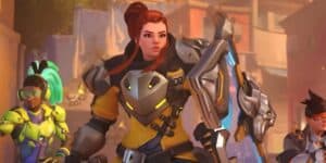 overwatch 2 lucio brigitte and tracer stand in evening light in city geared up