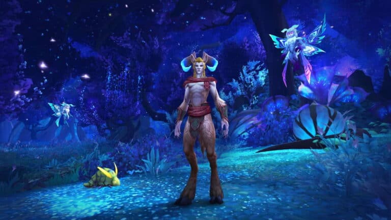 world of warcraft character in forest critters