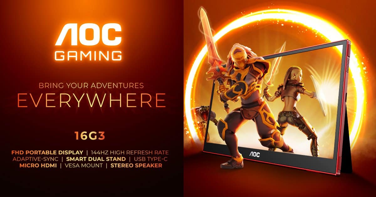 AOC announce their first portable gaming monitor : AOC GAMING 16G3