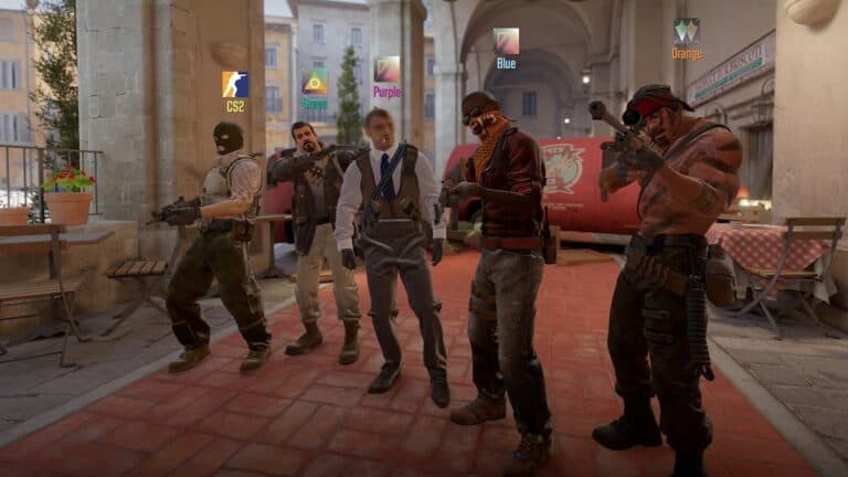 Counter strike operators in lobby waiting for game to start with weapons