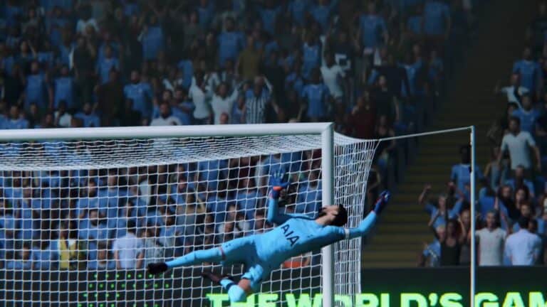 EA FC 24 Goalkeeper Diving for Ball and Missing