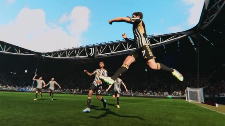 EA FC 24 Player Jumping to Celebrate Victory