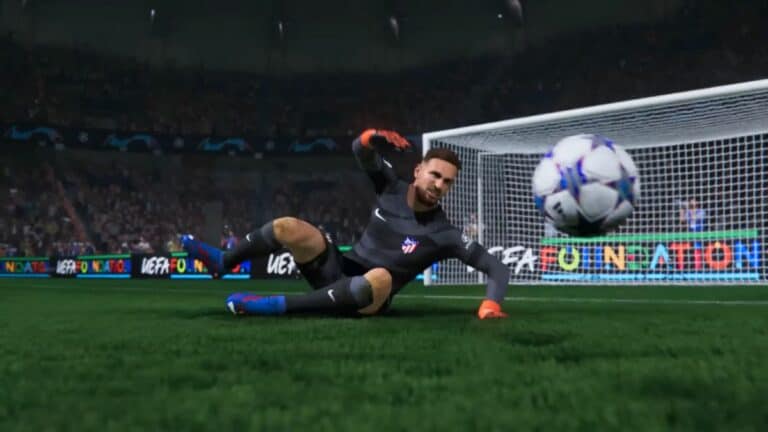 EA Sports FC 24 Goalie Going After Soccer Ball